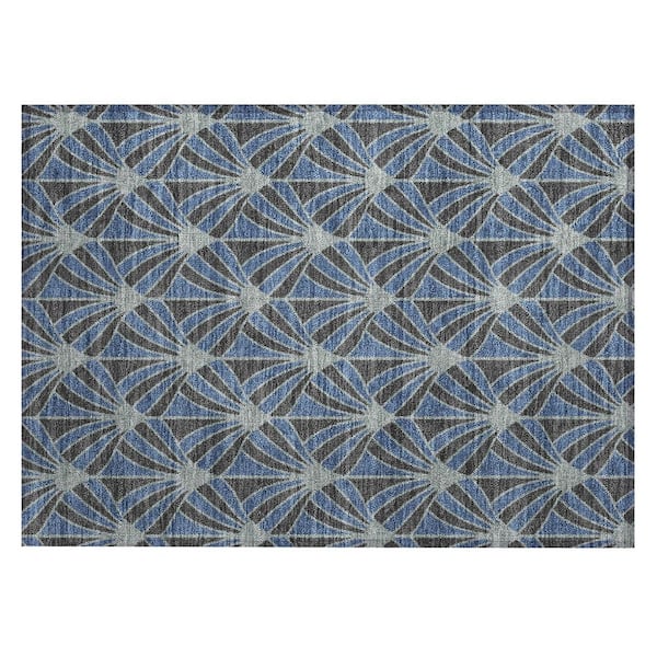 Chantille Machine Washable Indoor/Outdoor Abstract ACN2426 Navy 2 ft. x 3 ft. Accent Rug