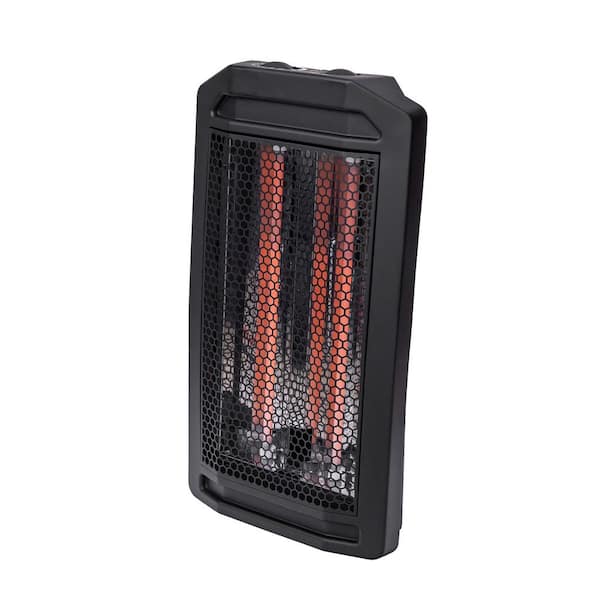 1500-Watt Black 4 Element Electric Halogen Tower Space Heater with Adjustable Thermostat