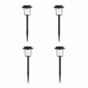 Laurelview 14 Lumens Black Vintage Bulb LED Weather Resistant Outdoor Solar Path Light with Water Glass Lens (4-Pack)