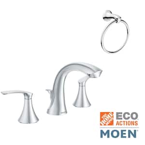 Darcy 8 in. Widespread 2-Handle High-Arc Bathroom Faucet with Towel Ring in Chrome (Valve Included)