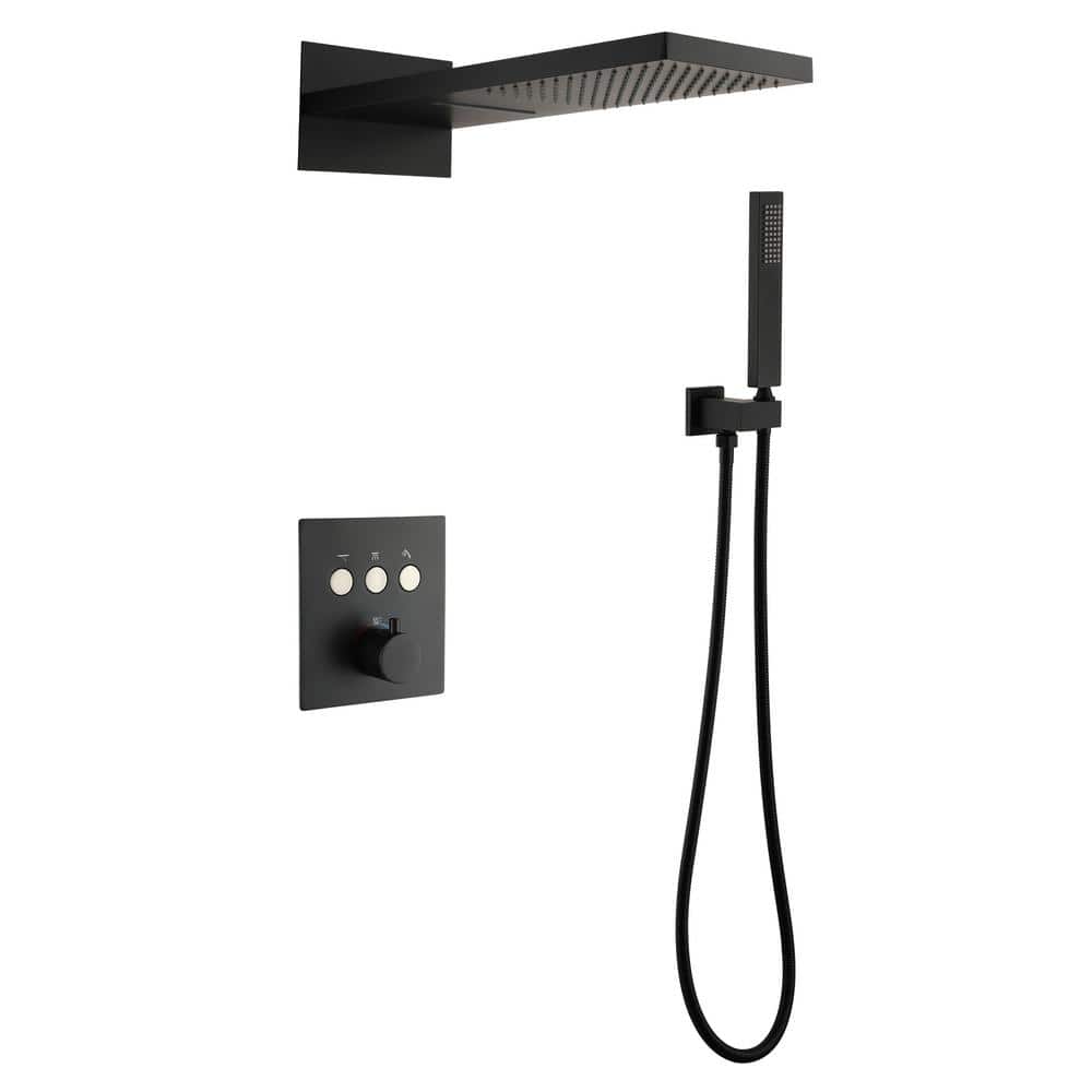 Hlihome 2Spray Patterns with 2 GPM 10 in. Wall Mount Dual Shower Heads and Handheld Shower with