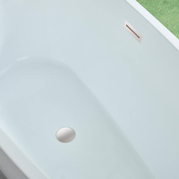 Vanity Art Bayonne 59 in. Acrylic Flatbottom Freestanding Bathtub in White