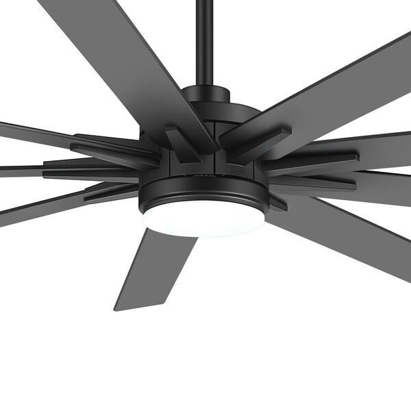 Payne 72 in. Black Standard Ceiling Fan with Integrated LED, Downrod, Black/Brown Blade and Remote Included