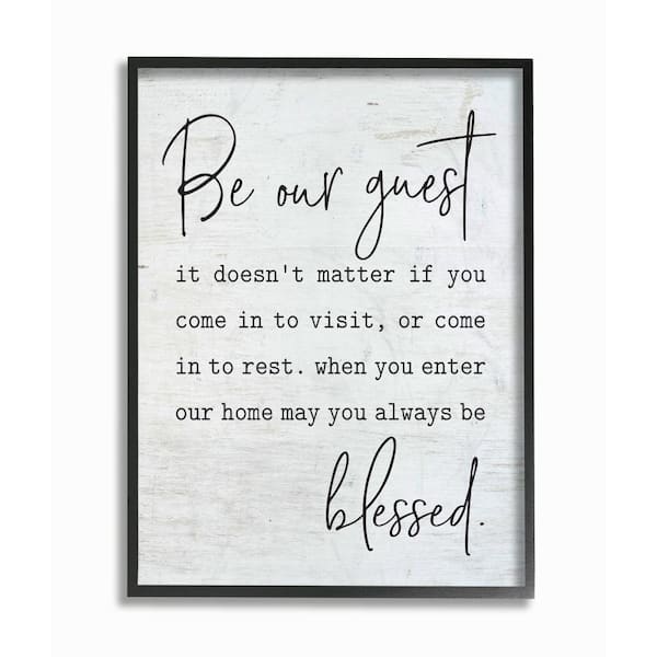 Stupell Industries 11 in. x 14 in. "Be Our Guest Home Family Inspirational Word On Wood Texture" by Lettered and Lined Framed Wall Art