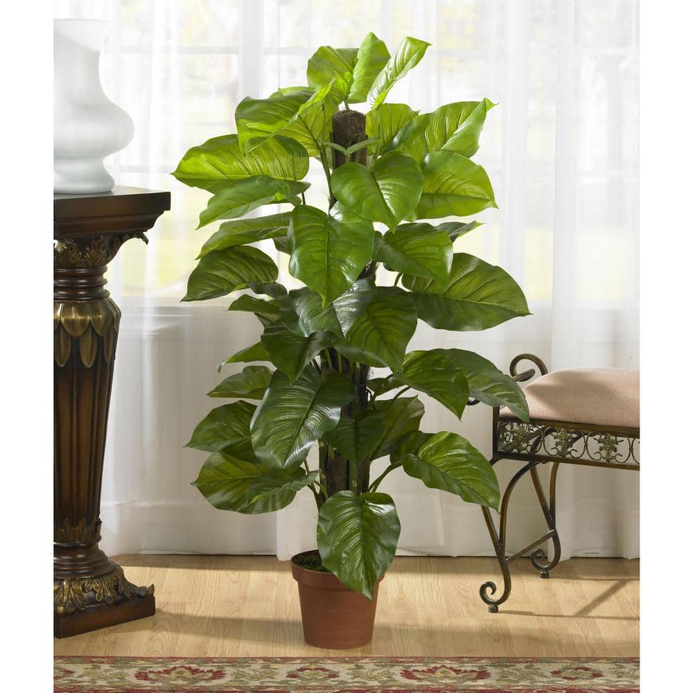 63" Green Silk and Plastic Philodendron Floor Plant