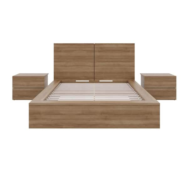 James 4-Piece Brown Oak Full Size Bedroom Set