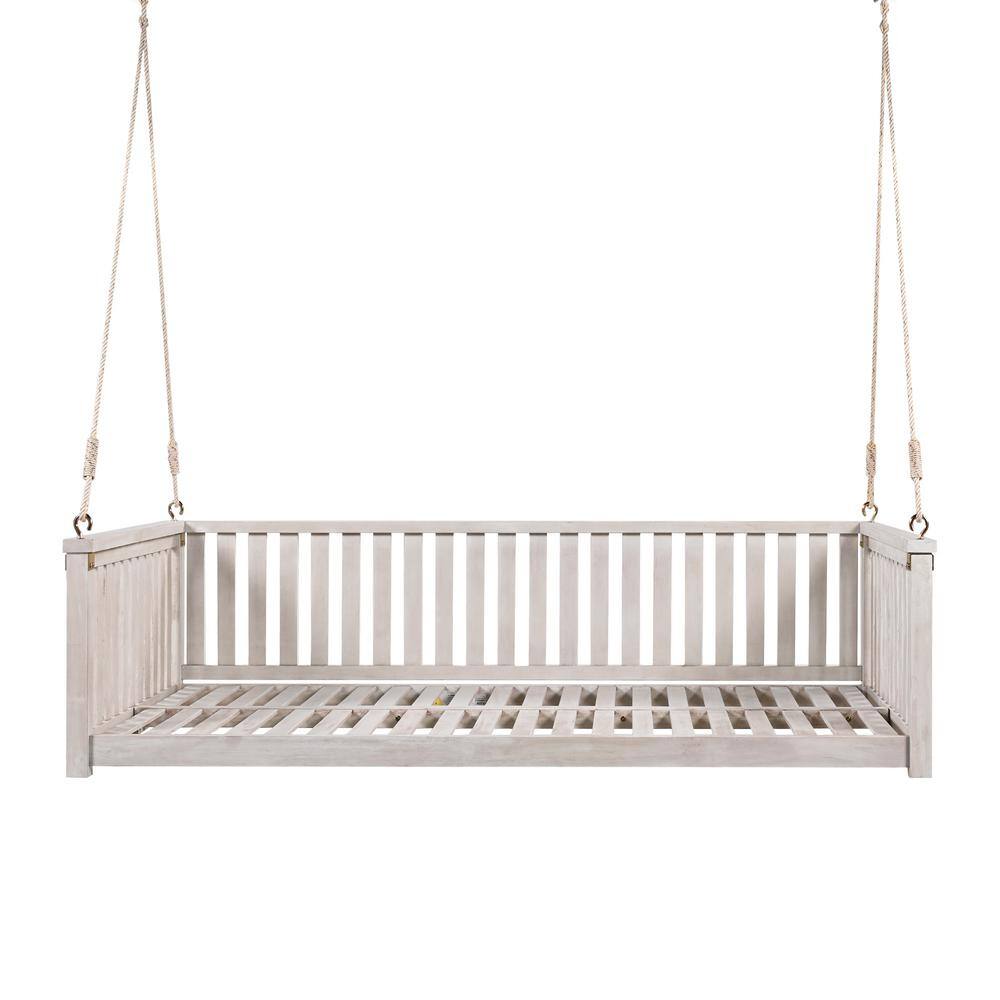 White Garden Swing Bed Wood Porch Swing with Ropes for Backyard price history on PriceWatchPro