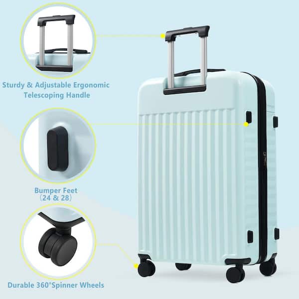 Merax 5 Bags 5-Piece Light Blue Expandable ABS Hardshell Luggage