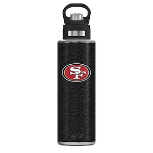 NFL SF 49ERS LOGO BK 40OZ Wide Mouth Water Bottle Powder Coated Stainless Steel Standard Lid