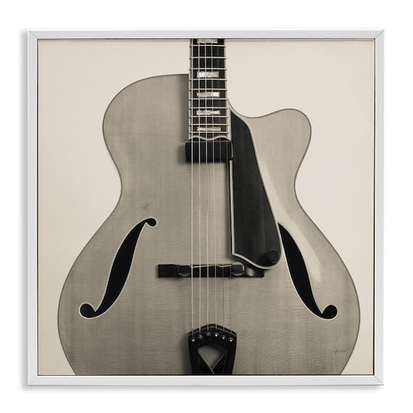 Stupell Industries Simple Chic Guitar by Deborah Revell White Framed Music Giclee Art Print 17 in. x 17 in.