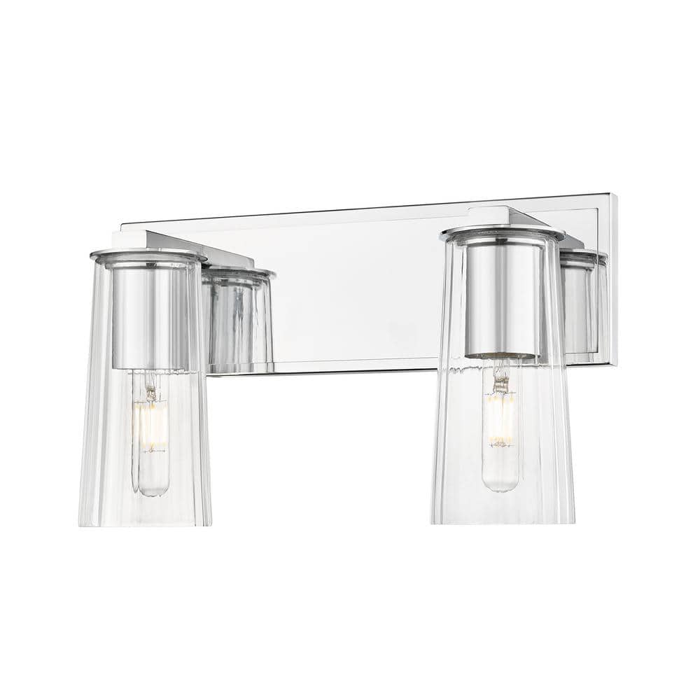 Titus 16 in. 2-Light Chrome Vanity-Light with Clear Glass Shade
