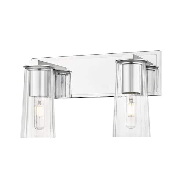 Unbranded Titus 16 in. 2-Light Chrome Vanity-Light with Clear Glass Shade
