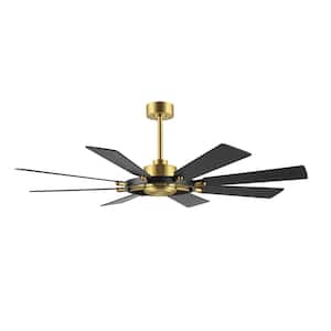 80 in. Black and Gold Ceiling Fan with Memory Function