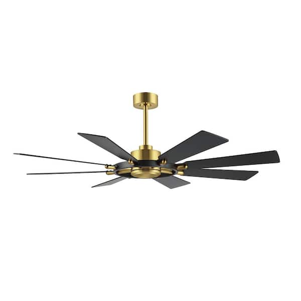 WINGBO 80 in. Black and Gold Ceiling Fan with Memory Function