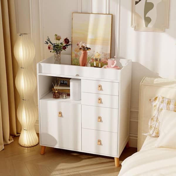 FUFU&GAGA White Wood Nursery Changing Table with Recessed Top, 5