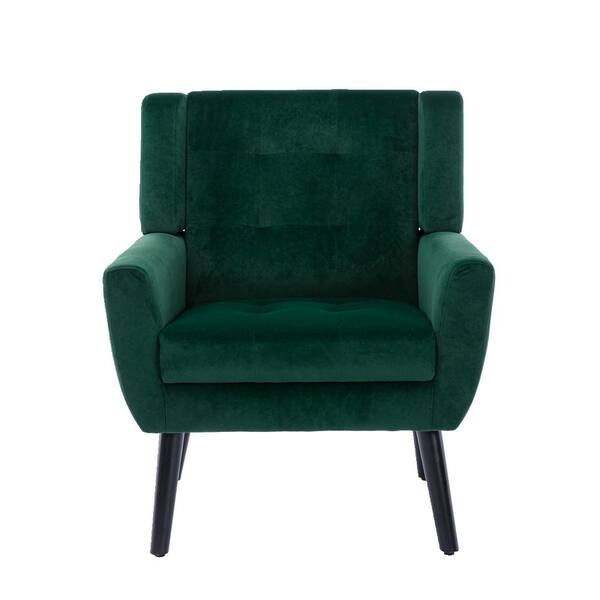 Wateday Green Velvet Ergonomics Side Chair with Black Legs YJ