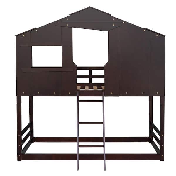 Utopia 4niture Louie Espresso Twin Size House Loft Bed
