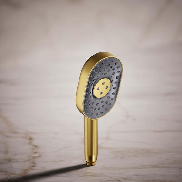 Statement 3-Spray Patterns with 2.5 GPM 3.63 in. Wall Mount Handheld Shower Head in Vibrant Brushed Moderne Brass