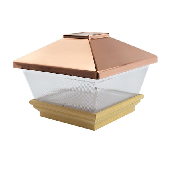 6 in. x 6 in. Copper Solar Pyramid Post Cap with Pressure Treated Wood Base
