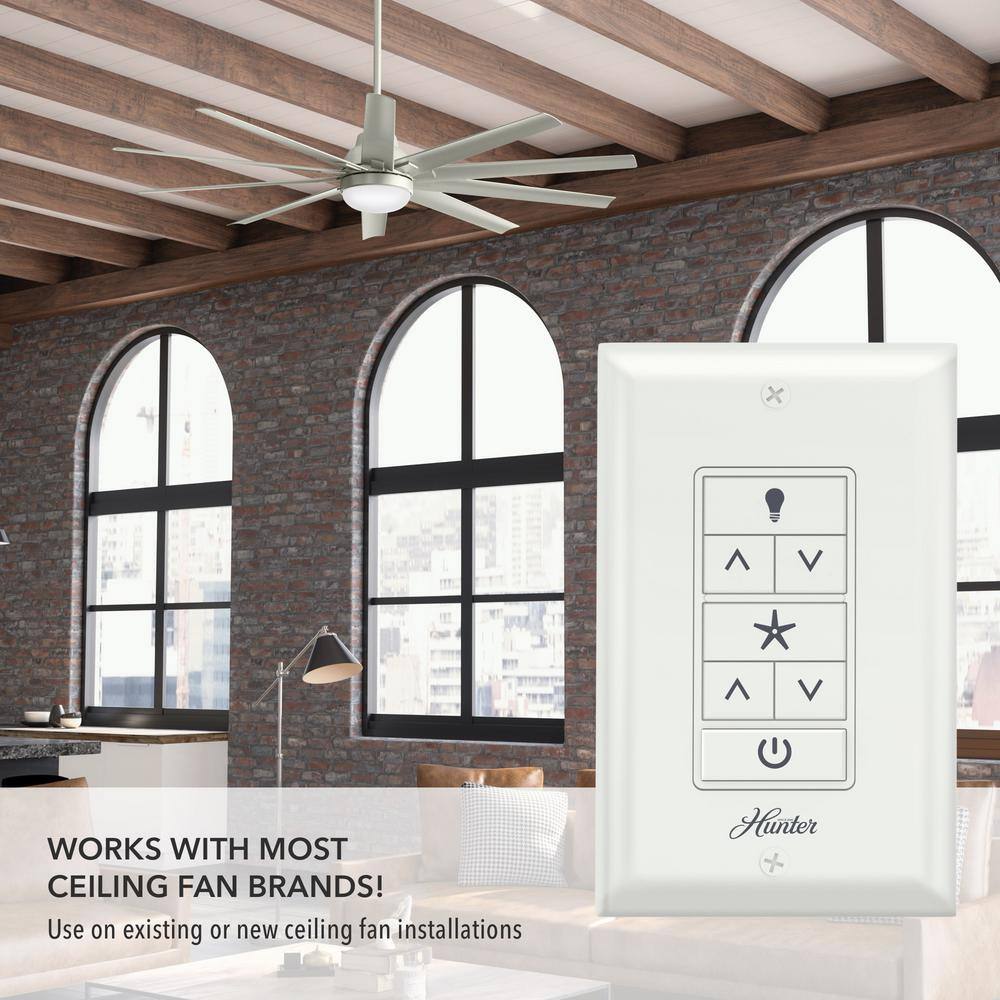 White Satin 3-Toggle Fan Wall Control with PVC Plate