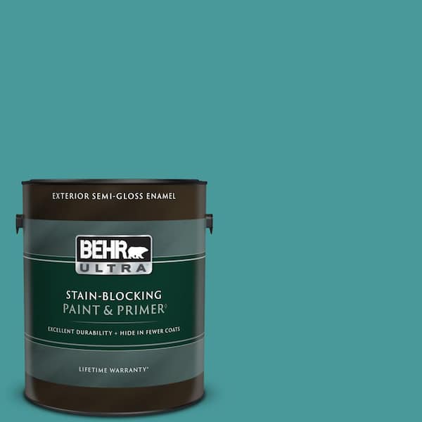 BEHR ULTRA 1 gal. #510D-6 Aquatic Green Semi-Gloss Enamel Exterior Paint & Primer