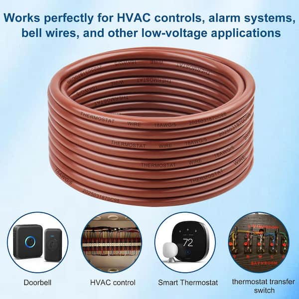 Vrbgify 75 ft. 18AWG 5-Conductor Thermostat Wire-Solid Copper HVAC