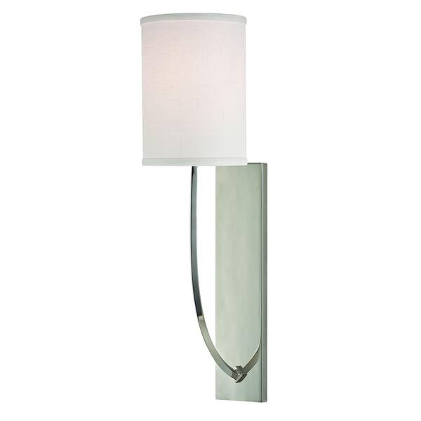 Fifth and Main Lighting Underwood 5 in. Polished Nickel Wall Sconce with Linen Shade
