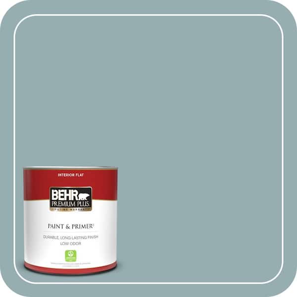 BEHR PREMIUM PLUS 1 qt. #ICC-66 Quiet Moment Flat Low Odor Interior Paint & Primer