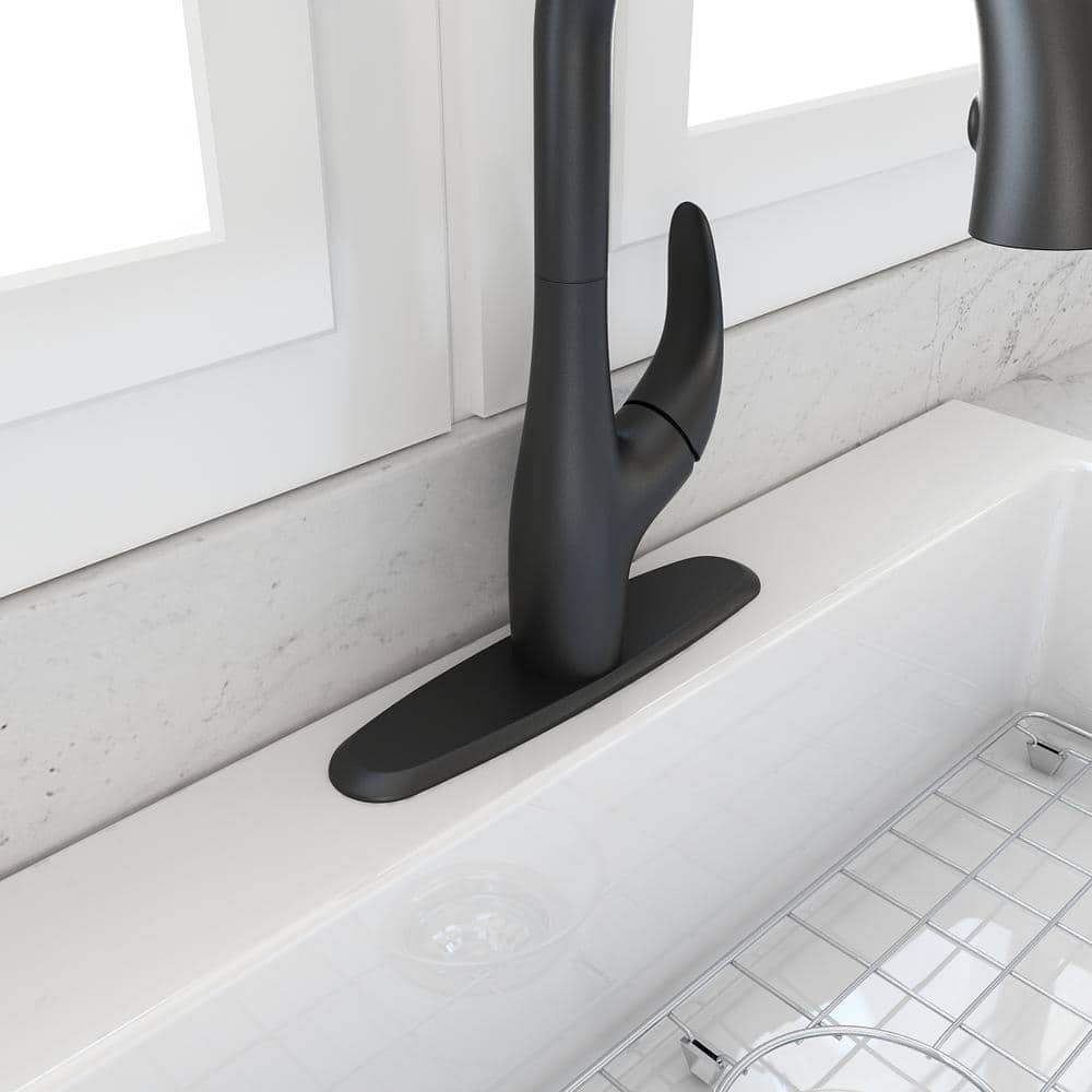 Matte Black Stainless Steel Oval Kitchen Faucet Deck Plate