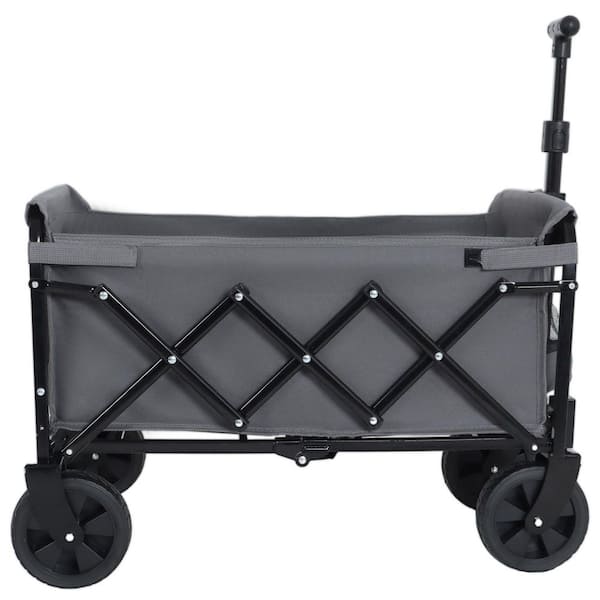 2 cu. ft. Steel Expandable Dual-Layer Utility Wagon Garden Cart in Grey
