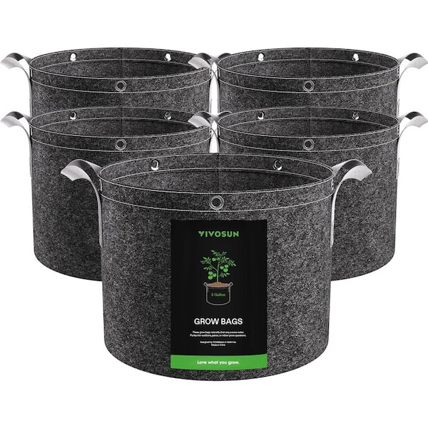 VIVOSUN 7 Gal. Thickened Nonwoven Fabric Grow Bags with Strap Handles (5-Pack)