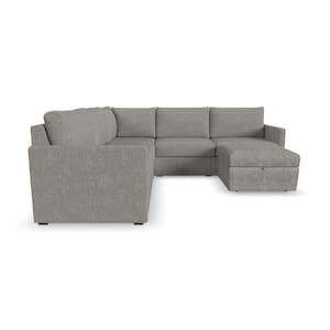 Magic Home 123 in. U Shaped Pull Out Sectional Sofa Bed Couch with Storage  Chaise and Pillows for Large Space Dorm Apartment, Gray MH-SF-P80S-PU - The  Home Depot