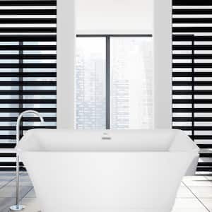 59 in. Acrylic Double Ended Flatbottom Bathtub Non-Whirlpool Freestanding Soaking Tub in White
