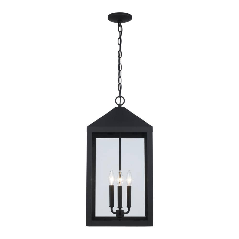 Bel Air Lighting Storm In Light Black Outdoor Hanging Pendant Light Fixture With Clear