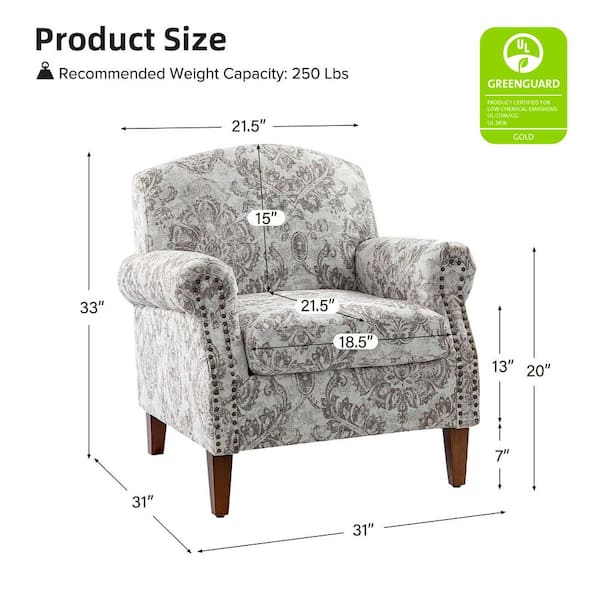 JAYDEN CREATION Gianluigi Beige Armchair with Nailhead Trims