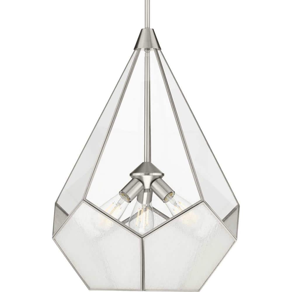 Cinq Brushed Nickel Geometric Glass Pendant Light