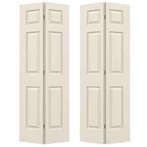 48 in. x 80 in. 6 Panel Colonist Primed Textured Molded Composite Closet Bi-Fold Double Door