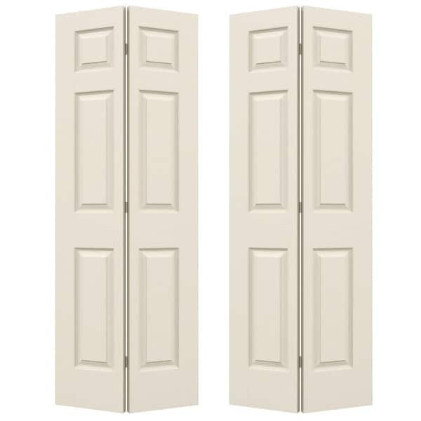 JELD-WEN 48 in. x 80 in. 6 Panel Colonist Primed Textured Molded Composite Closet Bi-Fold Double Door