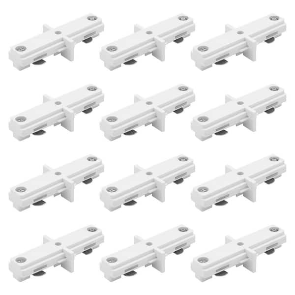 H-Track Dead-I Connector, Single Circuit 3-Wire Straight Track Light, 120V, Power Distribution Component, White 12 Pack