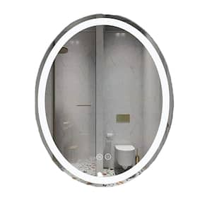 20 in. W x 28 in. H Oval Frameless LED Light Anti Fog Wall Bathroom Vanity Mirror in Backlit Plus Front Lighted