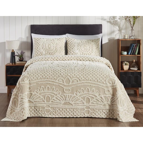 Better Trends Ardent Collection 2-Piece Beige Twin 100% Cotton Bedspread Set