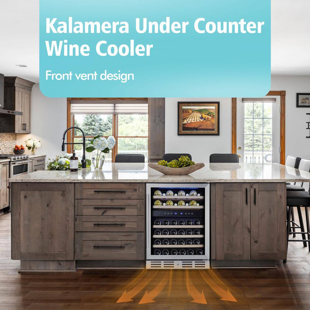 Kalamera 24" Stainless Steel Dual Zone Wine Refrigerator with LED Lighting