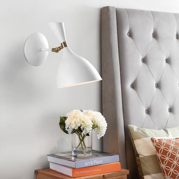 Josef 7 in. White Iron Retro LED Wall Sconce