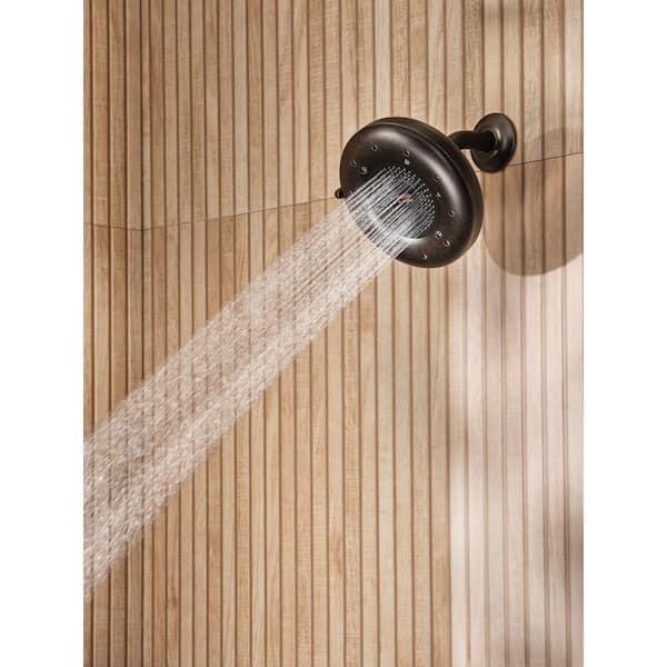 Quattro 4-Spray Patterns with 1.5 GPM 6.5 in. Single Wall Mount Fixed Shower Head in Oil Rubbed Bronze