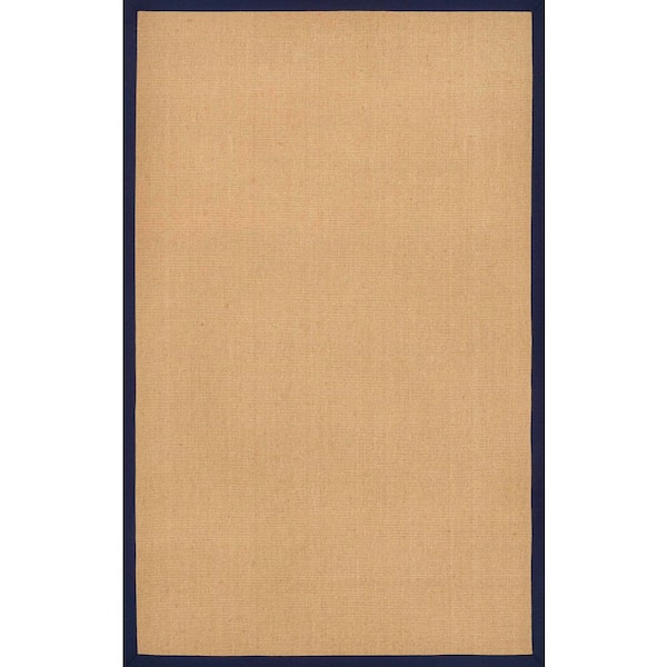 Camden Farmhouse Cottage Border Jute Natural/Navy 5 ft. x 8 ft. Area Rug