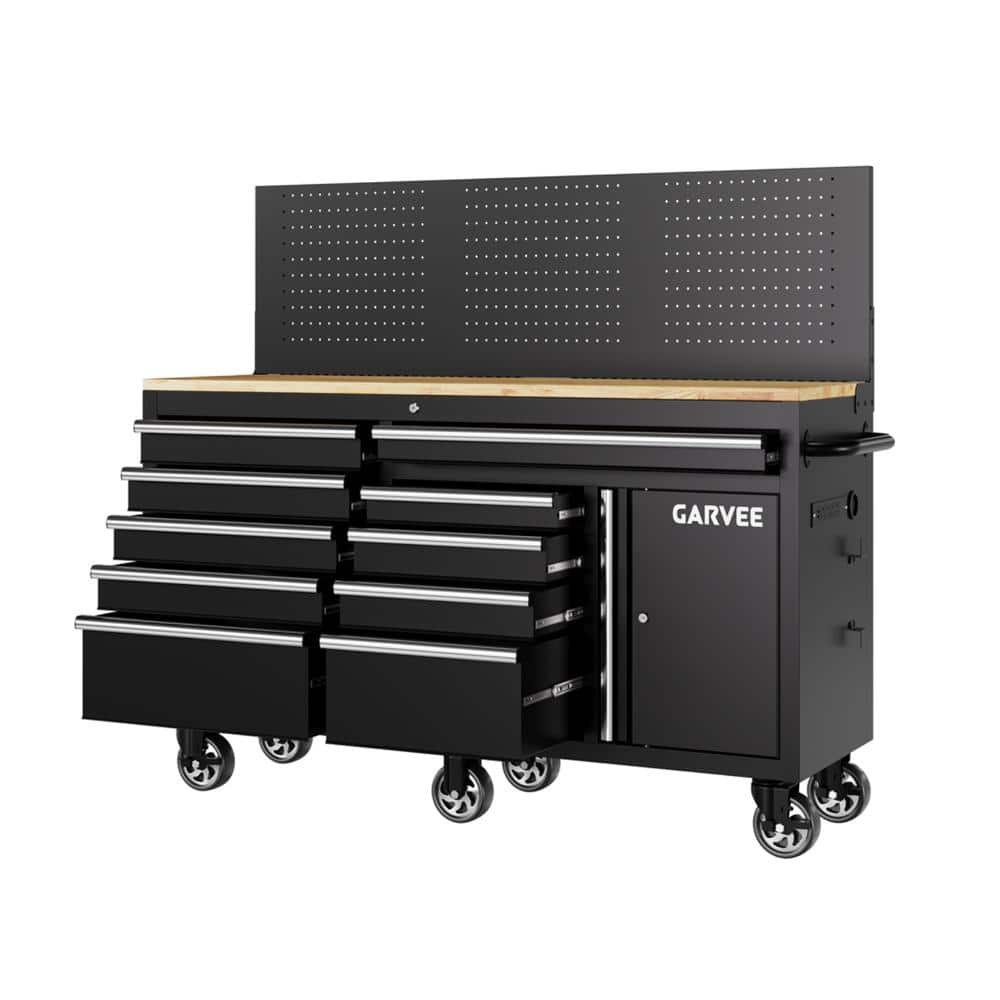 Heavy-Duty Rolling Tool Chest Cabinet, 60-Inch, 10 Drawers, Pegboard, Mobile Garage Tool Storage Workbench on Wheels price history on PriceWatchPro