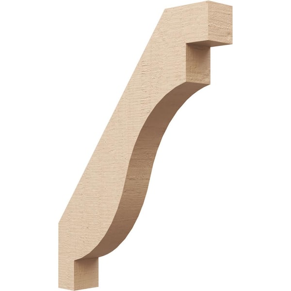 Ekena Millwork 3 in. x 24 in. x 18 in. Copenhagen Rough Cedar Woodgrain Timberthane Polyurethane Knee Brace, Primed