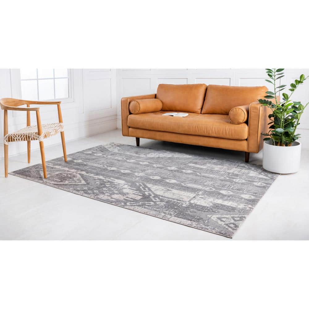 Portland Orford Geometric Indoor Gray Area Rug, 4' x 6'