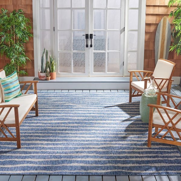 Contemporary Indoor / Outdoor Sisal Area Rug for Garage, Garden Kitchen, Navy