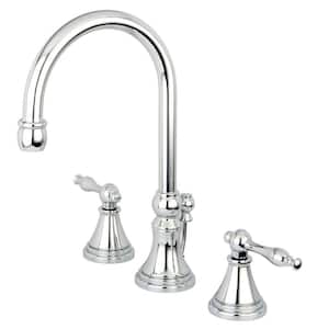 Governor 8 in. Widespread 2-Handle Bathroom Faucets with Brass Pop-Up in Polished Chrome